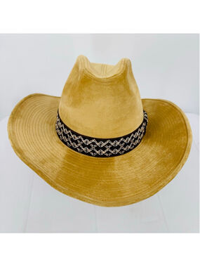 Vintage Western Cowboy Hat Beige with Woven Ribbon GW The Duke Collection